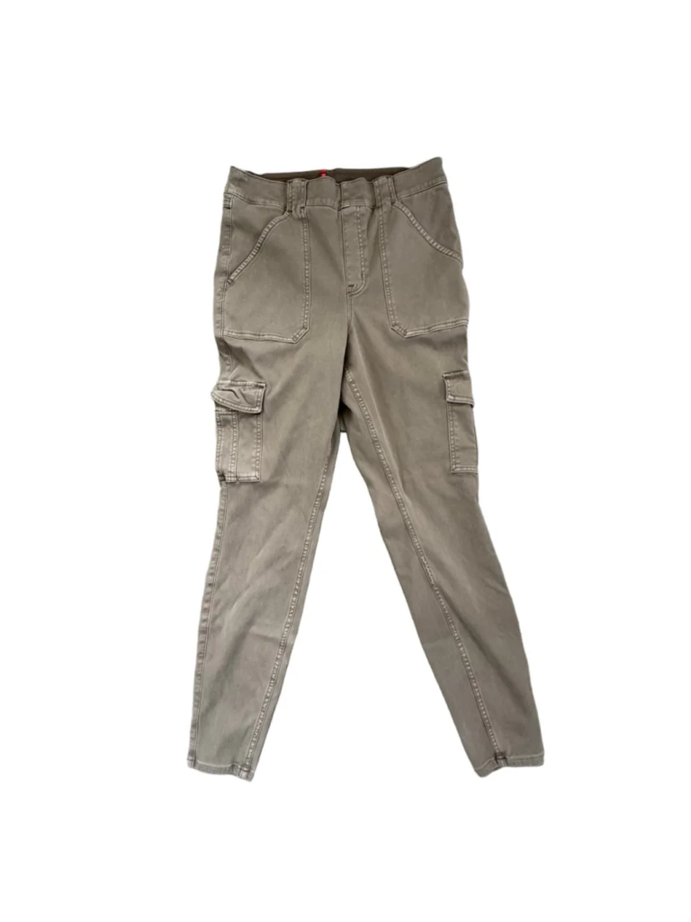 Spanx Stretch Twill Ankle Cargo Pants Khaki Tan Size Large Tall